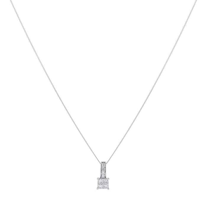 Goldsmiths 9ct White Gold Invisible 0.25ct Diamond set Pendant