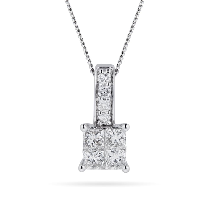 Goldsmiths 9ct White Gold 0.45ct Invisible Diamond Set Pendant