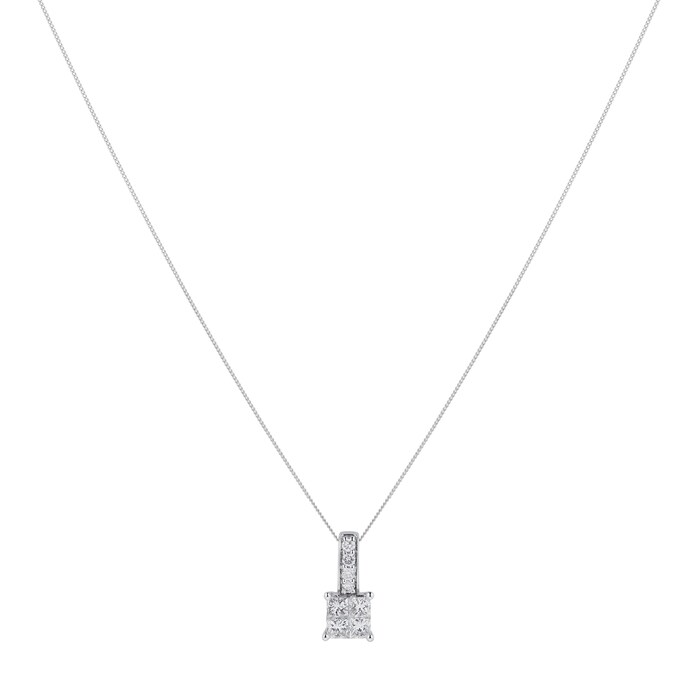 Goldsmiths 9ct White Gold 0.45ct Invisible Diamond Set Pendant