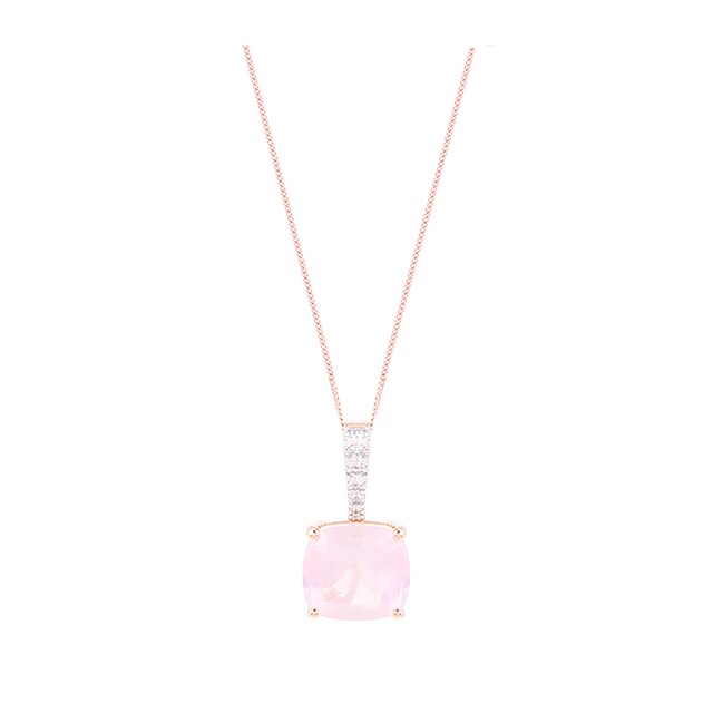 Goldsmiths Rose Gold Vermeil Rose Quartz And White Topaz Pendant