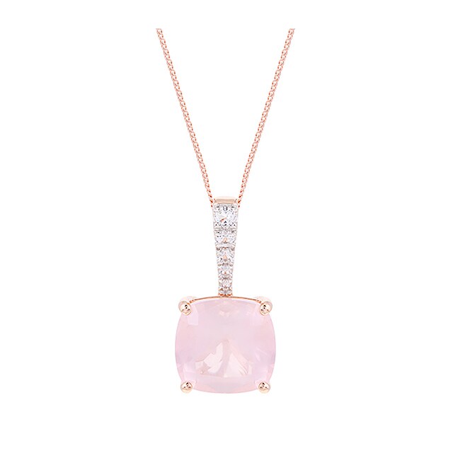 Goldsmiths Rose Gold Vermeil Rose Quartz And White Topaz Pendant