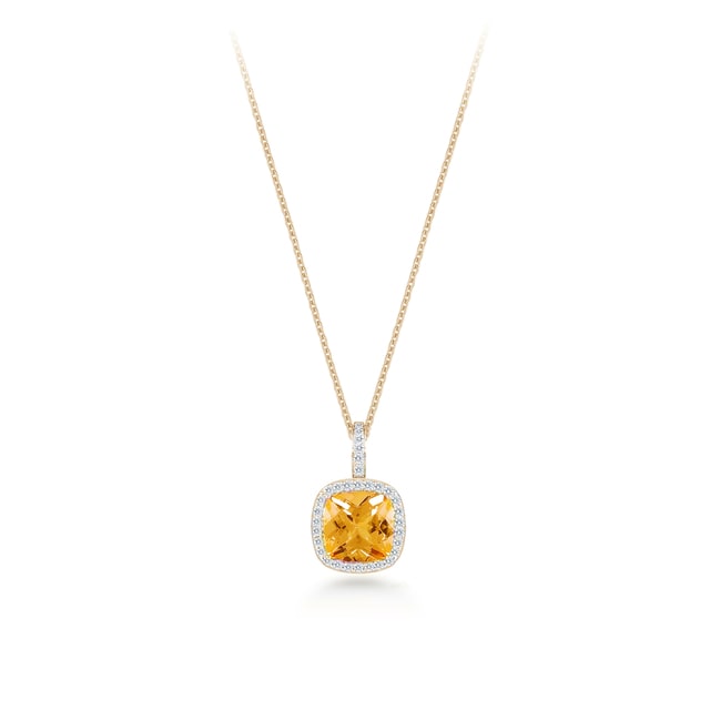 Mappin & Webb Carrington 18ct Yellow Gold 4.10ct Citrine and 0.45cttw Diamond Pendant