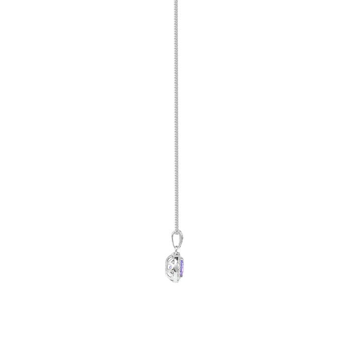 Goldsmiths 9ct White Gold Tanzanite and Diamond Halo Pendant