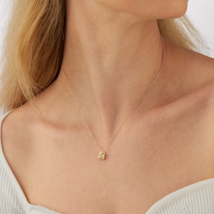 Goldsmiths 9ct Yellow Gold 0.15cttw Diamond Knot Pendant