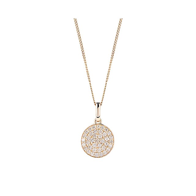 Goldsmiths 9ct Yellow Gold 0.25ct Pave Pendant