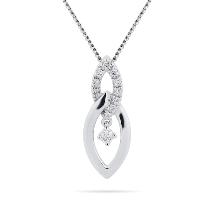 Goldsmiths 9ct White Gold 0.10ct Marquise Pendant