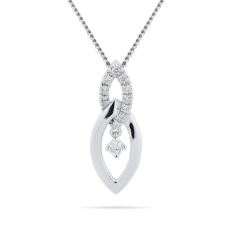 Goldsmiths 9ct White Gold 0.10ct Marquise Pendant