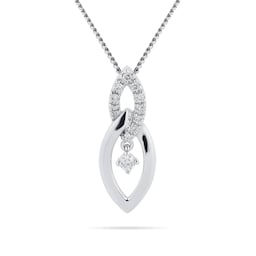 12142727 - 9ct White Gold 0.10ct Marquise Pendant