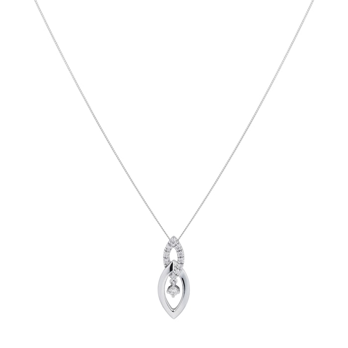 Goldsmiths 9ct White Gold 0.10ct Marquise Pendant