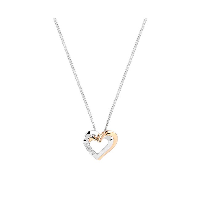 Goldsmiths 9ct White And Yellow Gold Diamond Heart Pendant