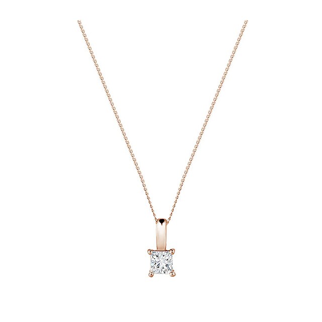 Goldsmiths 9ct Rose Gold 0.70ct Princess Cut Diamond Pendant