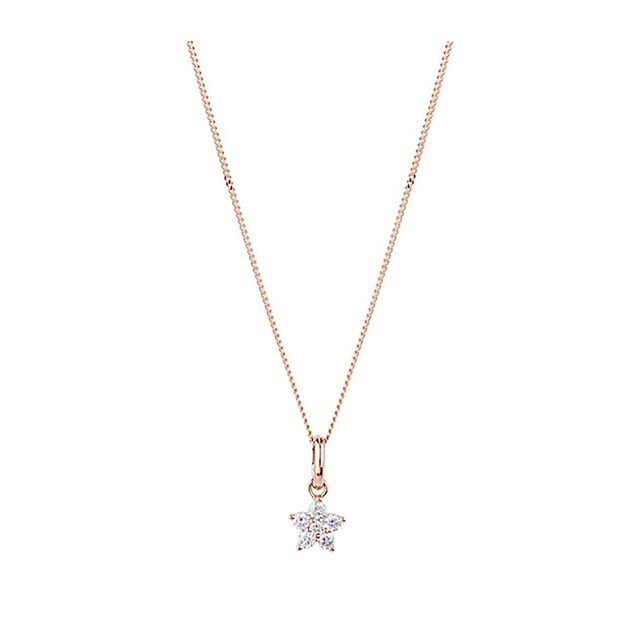 Goldsmiths 9ct Rose Gold 0.15ct Diamond Small Flower Pendant