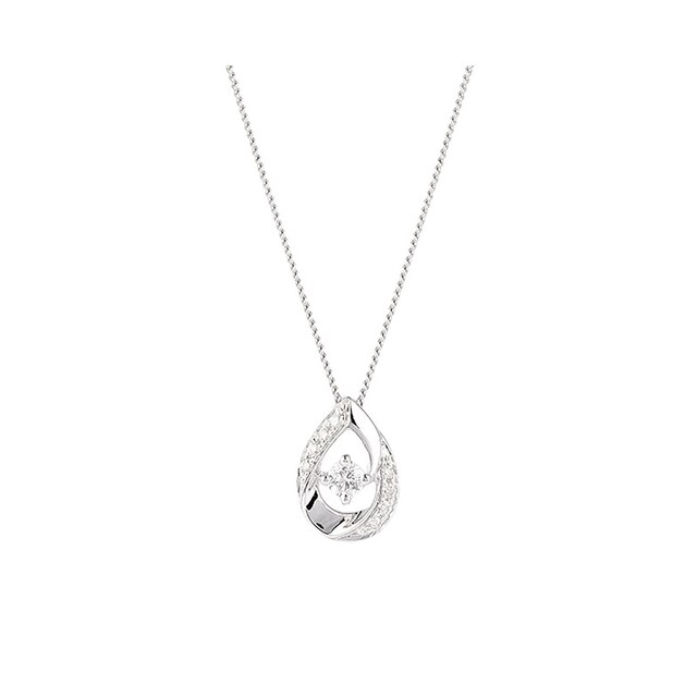 Goldsmiths 9ct White Gold 0.15ct Diamond Pear Pendant