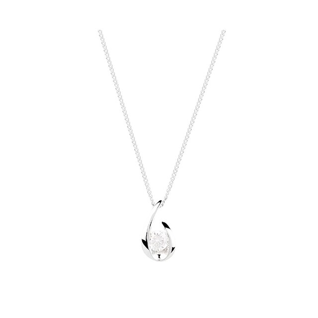 Goldsmiths 9ct White Gold 0.15ct Diamond Swoop Pendant