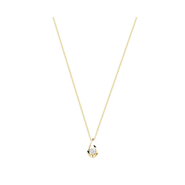 Goldsmiths 9ct Yellow Gold 0.15ct Diamond Swoop Pendant