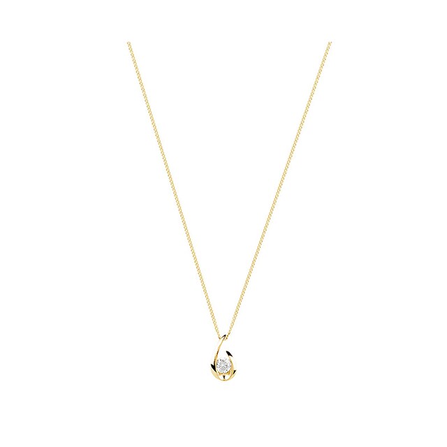 Goldsmiths 9ct Yellow Gold 0.15ct Diamond Swoop Pendant