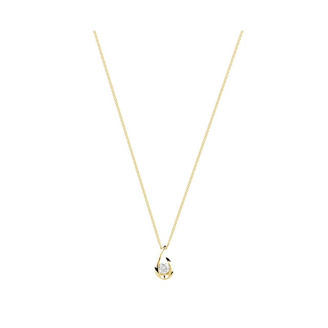 Goldsmiths 9ct Yellow Gold 0.15ct Diamond Swoop Pendant