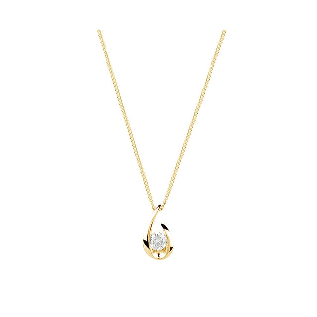 Goldsmiths 9ct Yellow Gold 0.15ct Diamond Swoop Pendant