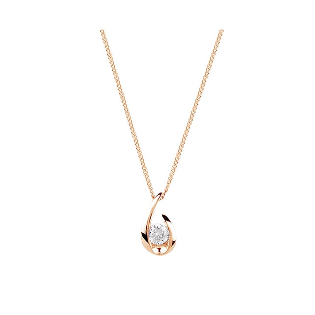 Goldsmiths 9ct Rose Gold 0.15cttw Diamond Swoop Pendant