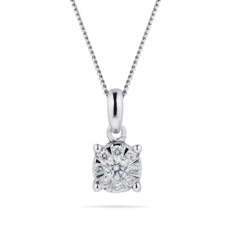 Goldsmiths 9ct White Gold 0.15 Carat Total Weight Diamond Multi Stone Pendant