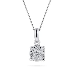 12142848 - 9ct White Gold 0.15 Carat Total Weight Diamond Multi Stone Pendant