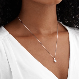 Goldsmiths 9ct White Gold 0.15 Carat Total Weight Diamond Multi Stone Pendant
