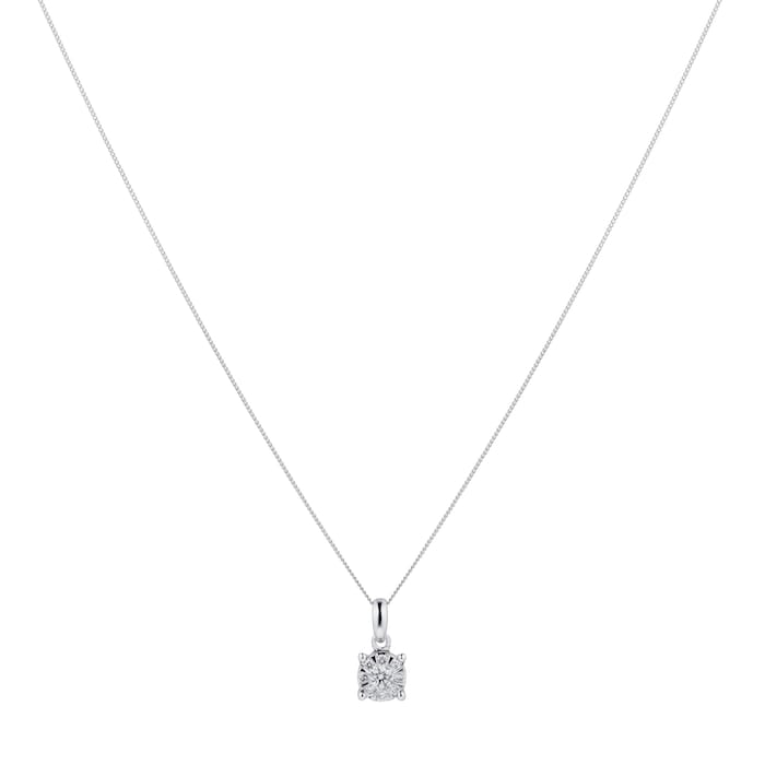 Goldsmiths 9ct White Gold 0.15 Carat Total Weight Diamond Multi Stone Pendant