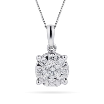 Goldsmiths 9ct White Gold 0.50 Carat Total Weight Diamond Multi Stone Pendant Goldsmiths 9ct White Gold 0.50 Carat Total Weight Diamond Multi Stone Pendant