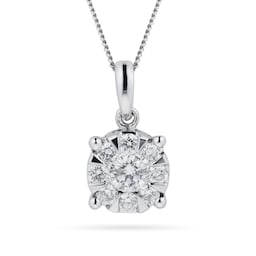 12142849 - 9ct White Gold 0.50 Carat Total Weight Diamond Multi Stone Pendant