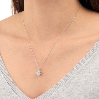 Goldsmiths 9ct White Gold 0.50 Carat Total Weight Diamond Multi Stone Pendant Goldsmiths 9ct White Gold 0.50 Carat Total Weight Diamond Multi Stone Pendant