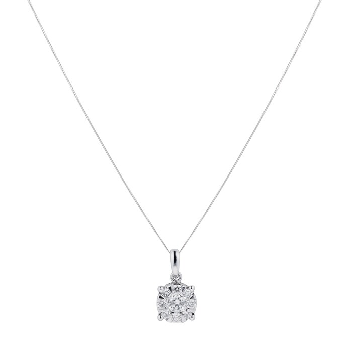 Goldsmiths 9ct White Gold 0.50 Carat Total Weight Diamond Multi Stone Pendant