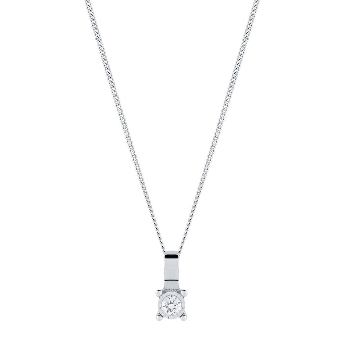 Goldsmiths 9ct White Gold 0.15cttw Illusion Earrings & Pendant Set