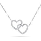 Goldsmiths 9ct White Gold 0.14 Carat Total Weight Diamond Interlocking hearts pendant