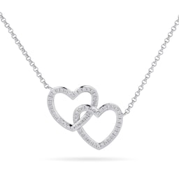 12142869 - 9ct White Gold 0.14 Carat Total Weight Diamond Interlocking hearts pendant