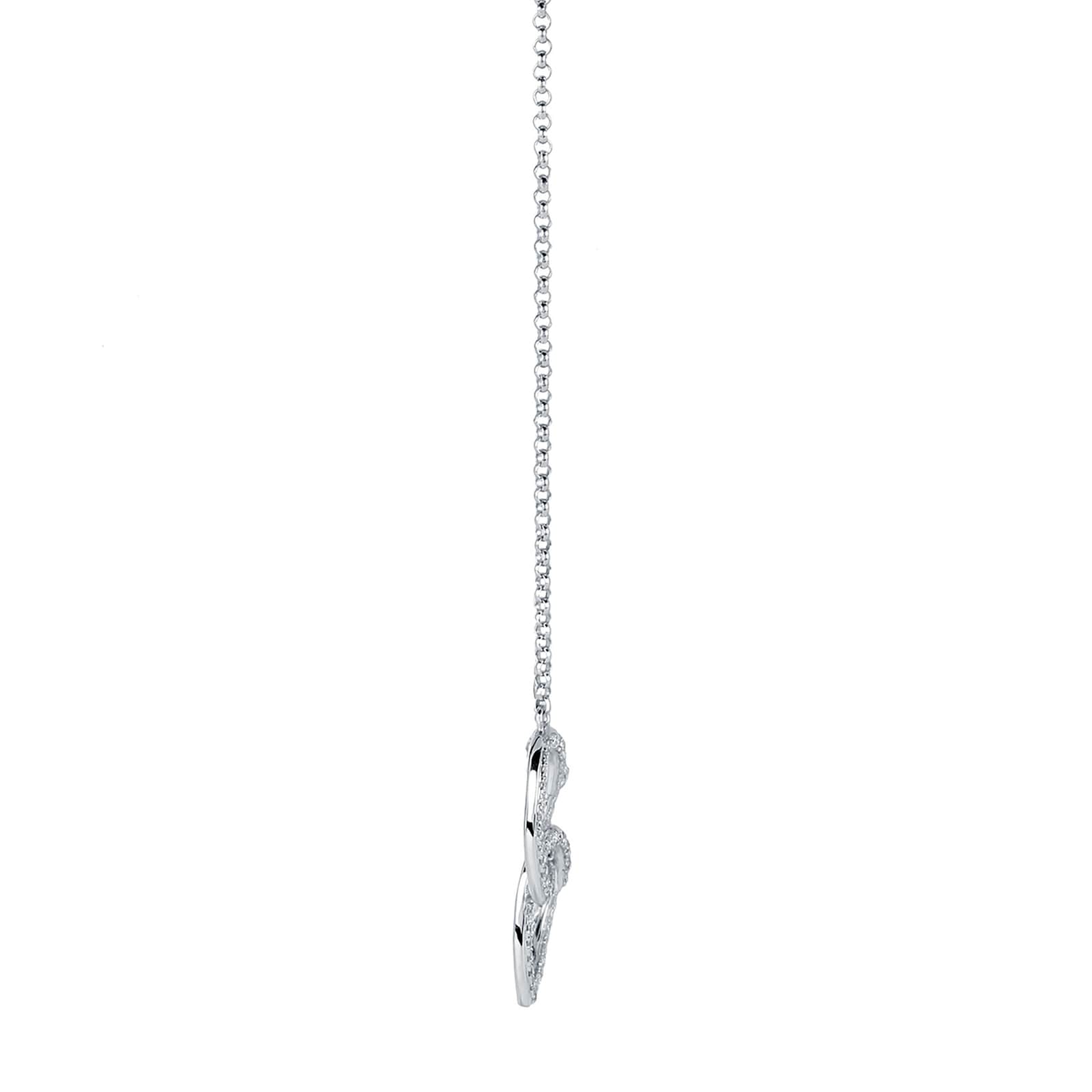 Goldsmiths 9ct White Gold 0.14 Carat Total Weight Diamond Interlocking hearts pendant