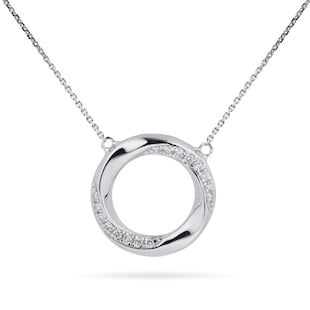 Goldsmiths 9ct White Gold 0.04 Carat Total Weight Diamond Circle Pendant