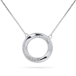 12142871 - 9ct White Gold 0.04 Carat Total Weight Diamond Circle Pendant