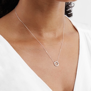 Goldsmiths 9ct White Gold 0.04 Carat Total Weight Diamond Circle Pendant