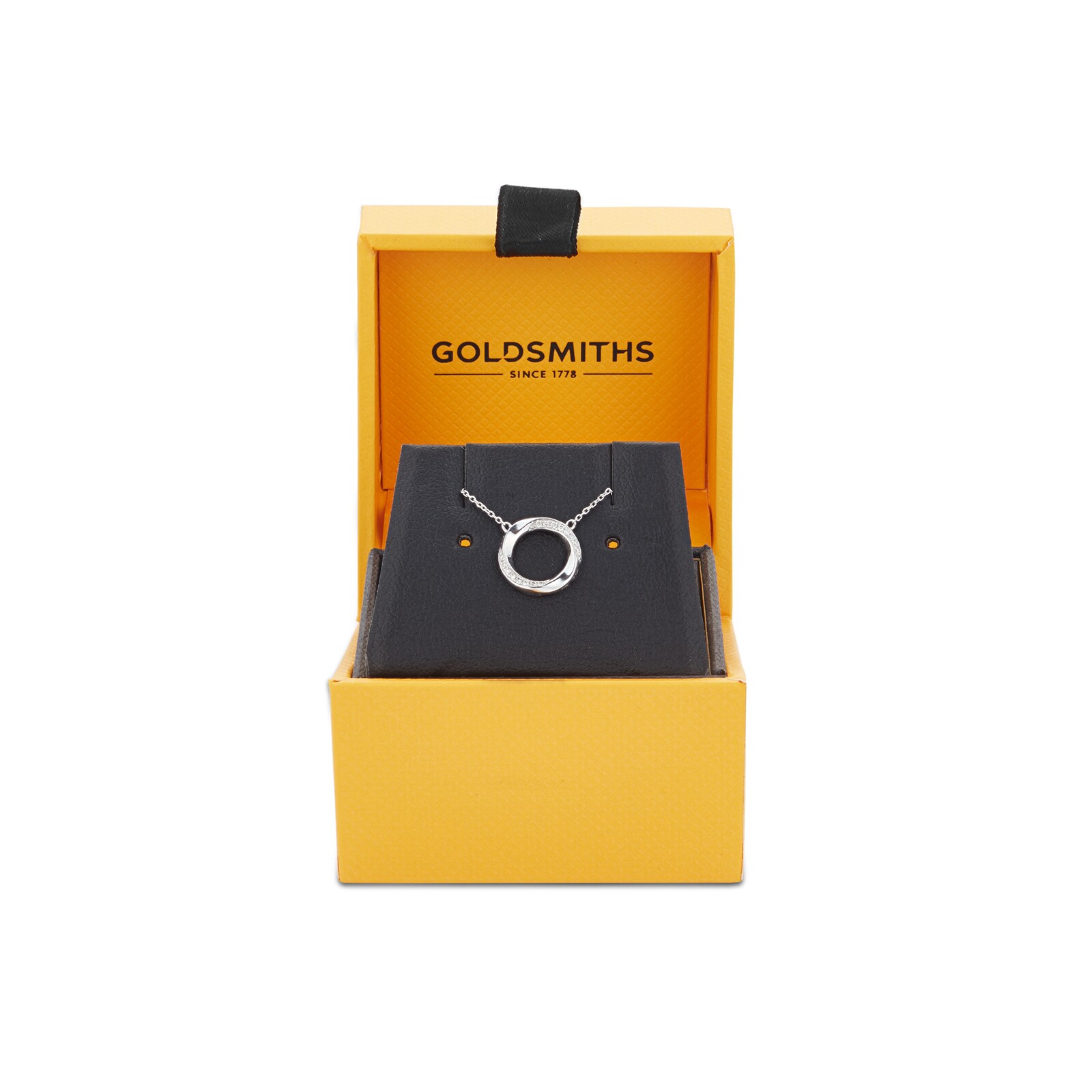 Goldsmiths 9ct White Gold 0.04 Carat Total Weight Diamond Circle Pendant