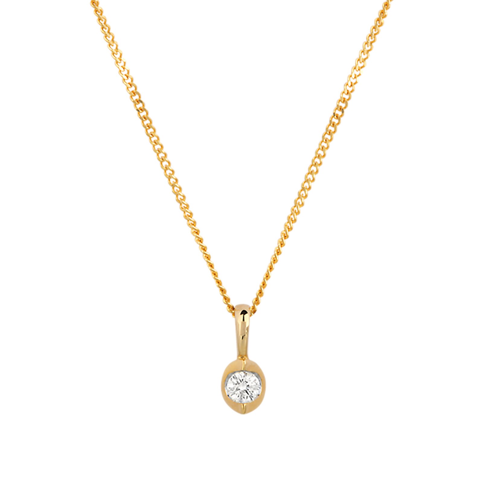 Goldsmiths 9ct Yellow Gold 0.10ct Tension Set Diamond Pendant