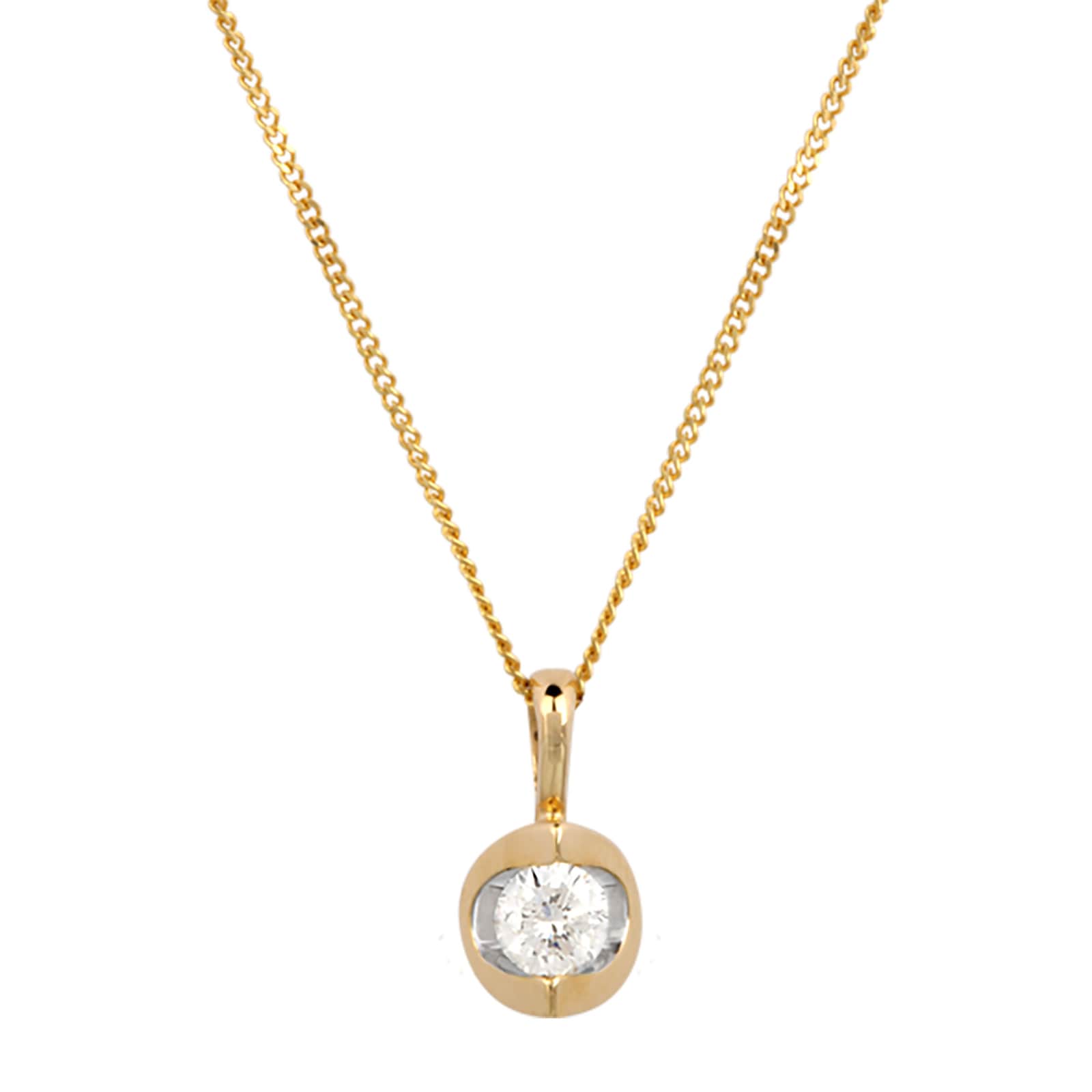 Goldsmiths 9ct Yellow Gold 0.25ct Tension Set Canadian Diamond Pendant