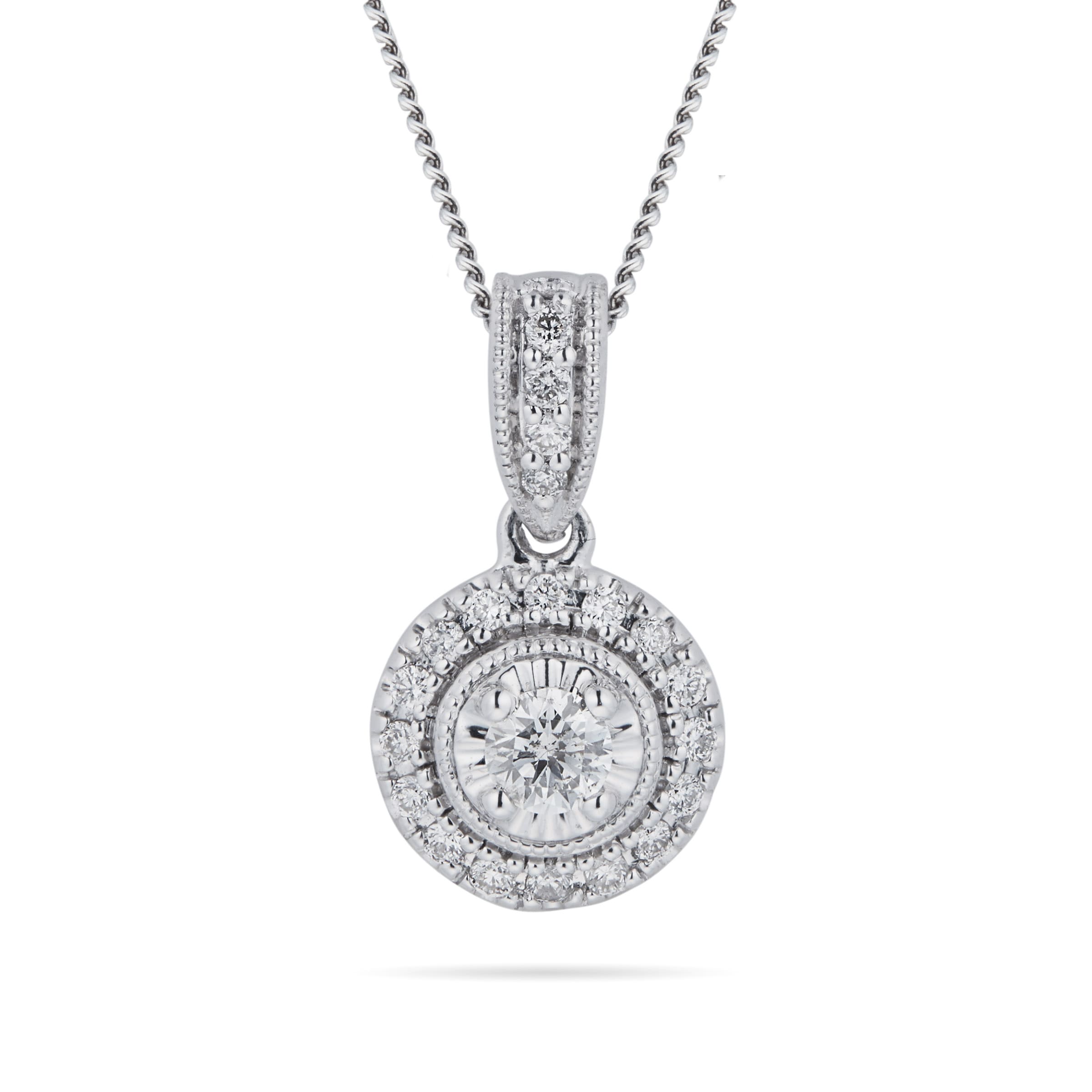 9ct White Gold 0.20cttw Diamond Halo Pendant