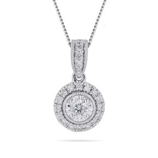 Goldsmiths 9ct White Gold 0.20cttw Diamond Halo Pendant