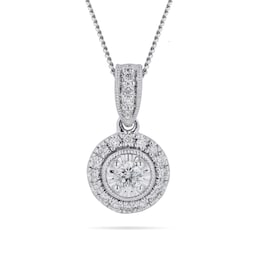 12142879 - 9ct White Gold 0.20cttw Diamond Halo Pendant