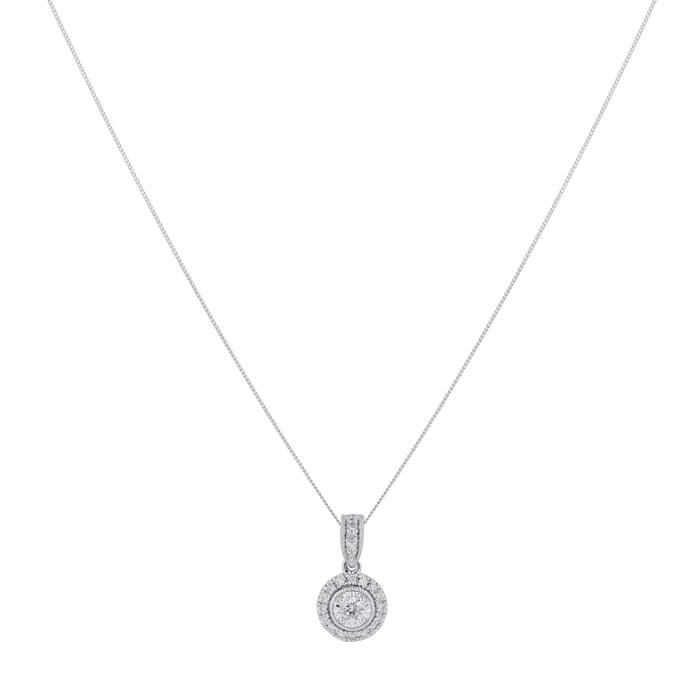 Goldsmiths 9ct White Gold 0.20cttw Diamond Halo Pendant