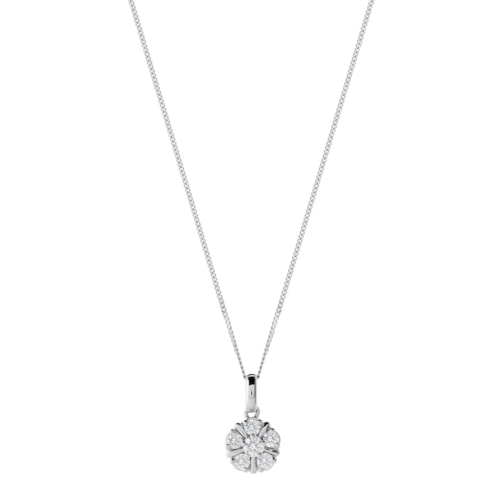 Goldsmiths 9ct White Gold 0.50ct Cluster Pendant Earring Set