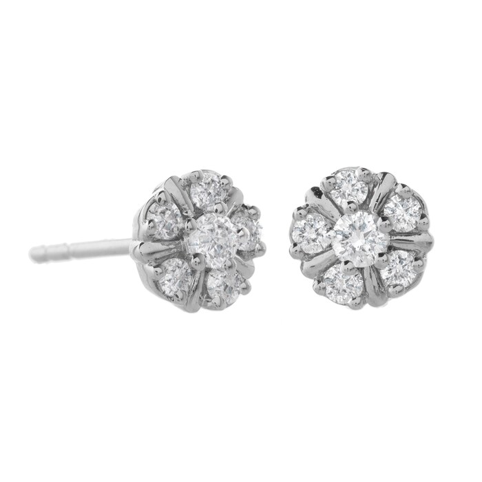 Goldsmiths 9ct White Gold 0.50ct Cluster Pendant Earring Set