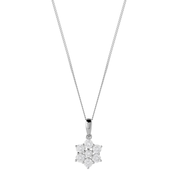 Goldsmiths 9ct White Gold 0.50ct Diamond Flower Pendant