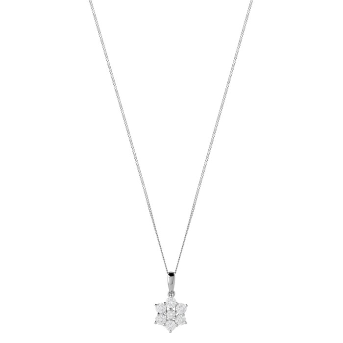 Goldsmiths 9ct White Gold 0.50ct Diamond Flower Pendant