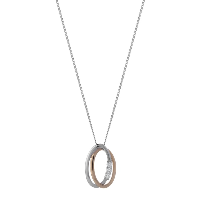 Goldsmiths 9ct White & Rose Gold 0.08ct Circle Diamond Pendant